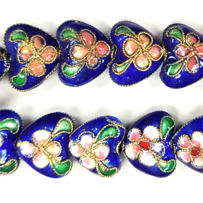 ENAMEL HEART 11X13MM BLUE